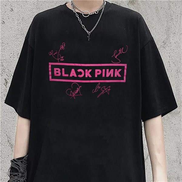 Black Pink Siyah Oversize Unisex T-shirt