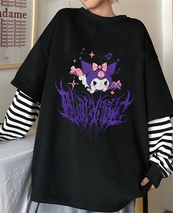 Harajuku Kuromi Gotik Uzun Kollu Unisex Oversize T-shirt