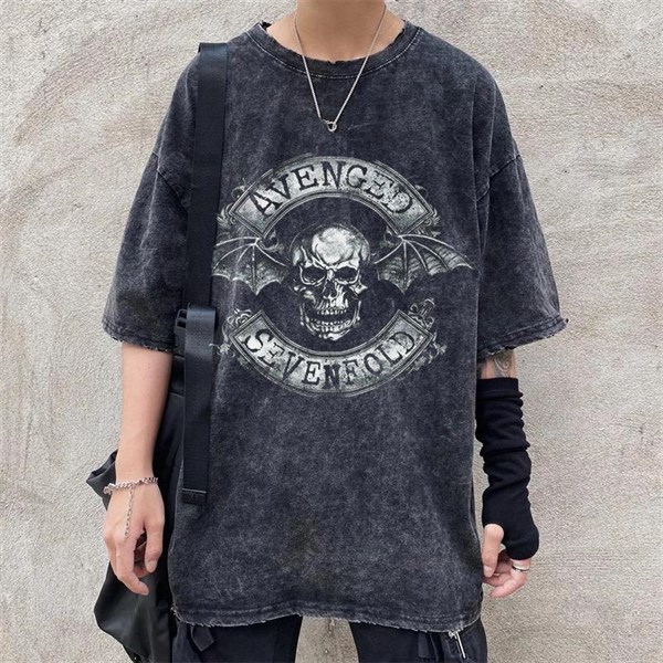 Rock Serisi Avenged Sevenfold Eskitme Unisex T-shirt (R.I.P. The Rev)