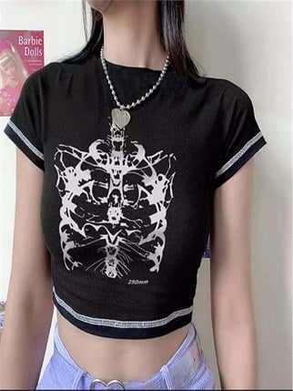Aesthetic Skeleton Yarım Kadın T-shirt