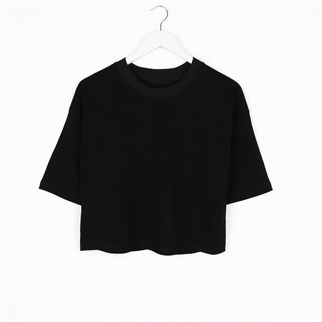 Basic Siyah Oversize Kemer Boy T-shirt