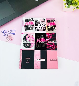 Black Pink Kalın Kitap Görünümlü Defter Ve Bez Çanta Set