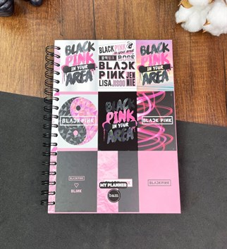 Black Pink Tasarımlı Spiralli Çizgili Defter
