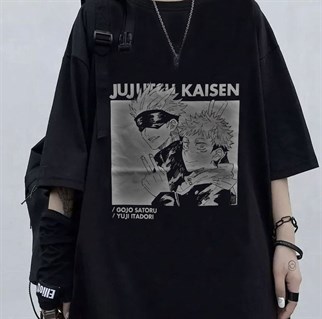 Jujutsu Kaisen Baskılı Siyah Oversize Unisex T-shirt