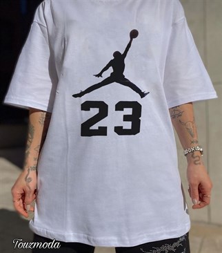 Michael Jordan 23 Baskılı Beyaz Oversize Unisex T-shirt