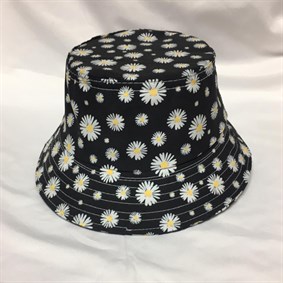 Papatya Siyah Bucket Şapka