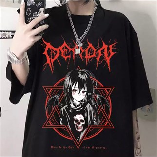 Siyah Harajuku Punk Demon Unisex T-shirt