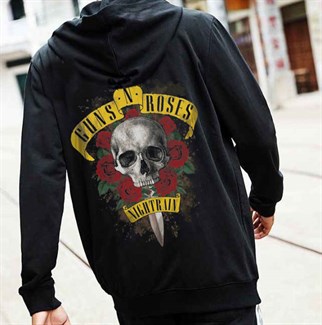 Touz Guns N' Roses Sırt Baskılı Fermuarlı Kapüşonlu Hırka