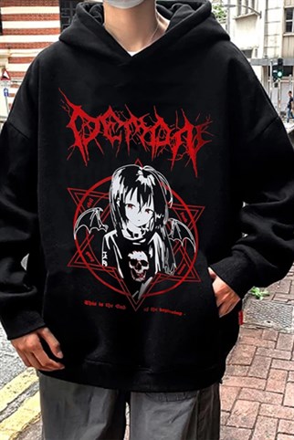 Touz Siyah Harajuku Punk Demon Unisex T-shirt