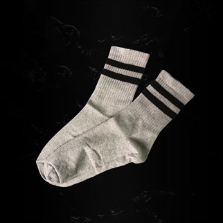 Touz Siyah Şeritli Gri Kolej Çorap