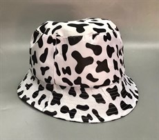 Unisex Siyah İnek Desenli Bucket Şapka