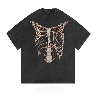 Yıkamalı Kumaş Skeleton Unisex Oversize T-shirt